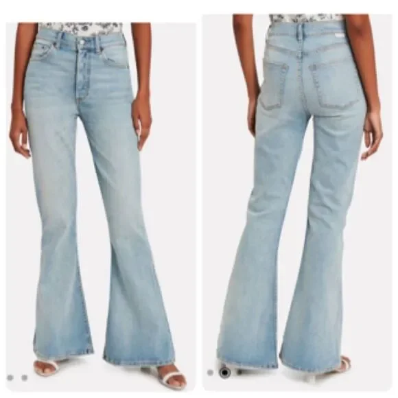 NWT Boyish Free People Kingsley Button Fly Flare Jeans | Light Wash | 25 - Picture 2 of 8